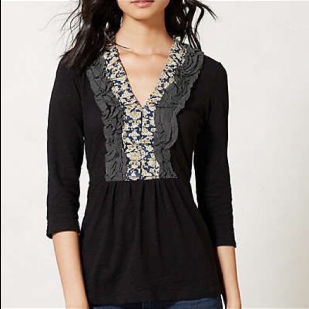 Anthropologie Deletta Printed Tuxedo Tee